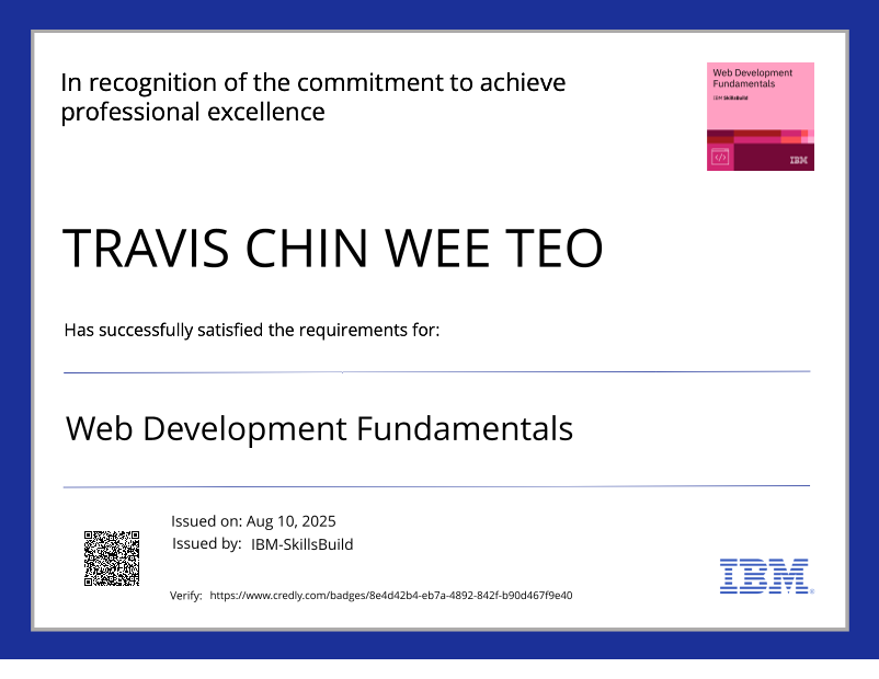 IBM Web Development Fundamentals Certificate